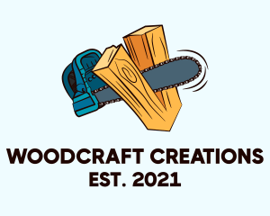 Chainsaw Wood Cutter  logo design