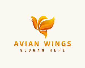 Flame Wings Bird logo design