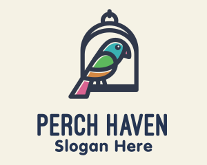 Perch - Minimalist Colorful Bird logo design