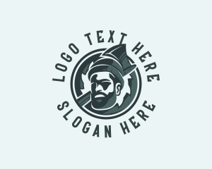 Saw Blade - Lumberjack Axe Beard Man logo design
