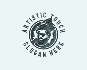 Lumberjack Axe Beard Man logo design