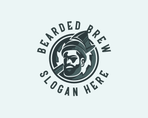 Lumberjack Axe Beard Man logo design