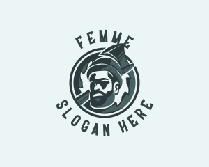 Lumberjack Axe Beard Man logo design