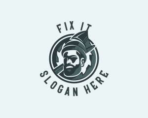 Lumberjack Axe Beard Man logo design