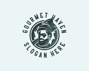 Lumberjack Axe Beard Man logo design