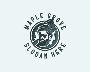 Lumberjack Axe Beard Man logo design