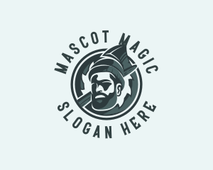 Lumberjack Axe Beard Man logo design