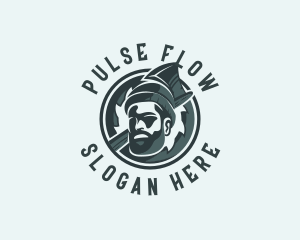 Lumberjack Axe Beard Man logo design