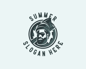 Lumberjack Axe Beard Man logo design