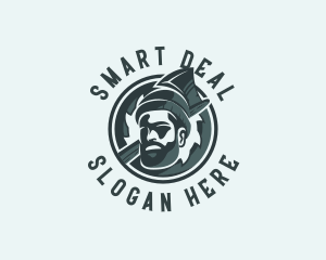 Lumberjack Axe Beard Man logo design