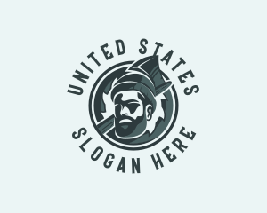 Lumberjack Axe Beard Man logo design