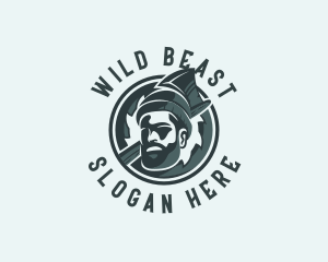 Lumberjack Axe Beard Man logo design