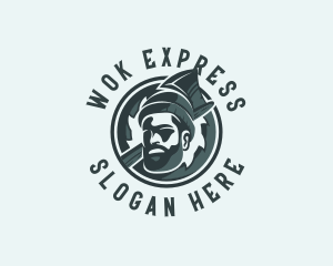 Lumberjack Axe Beard Man logo design