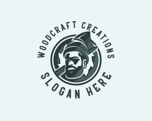 Lumberjack Axe Beard Man logo design