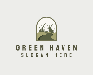 Landscape - Grass Landscaping Lawn logo design