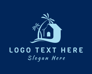 Hut - Home Tropical Palm Tree logo design