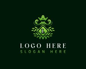 Emblem - Royal Leaf Crown logo design