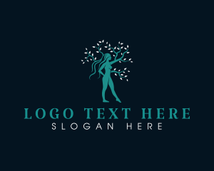 Human - Woman Meditation Tree logo design