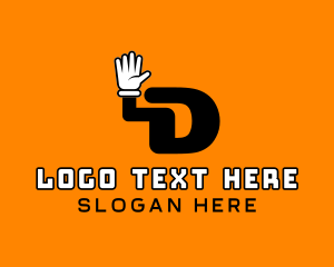 Glove - Wave Hand Letter D logo design