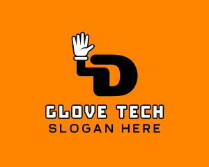 Glove - Wave Hand Letter D logo design