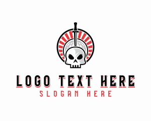 Gamer - Skull Sword Weapon logo design