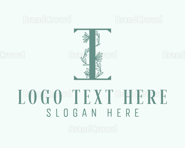 Leaf Vine Letter I Logo