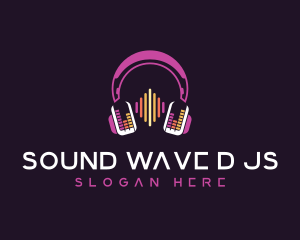 Sound Waves Headset logo design