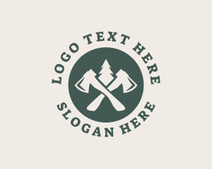 Woodworking - Pine Tree Axe Lumberjack logo design