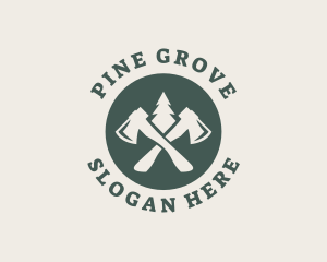 Pine Tree Axe Lumberjack logo design