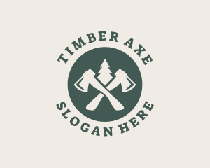 Pine Tree Axe Lumberjack logo design