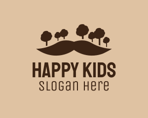 Mustache Tree Forest logo design