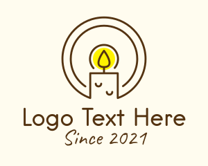 Round - Light Candle Flame logo design
