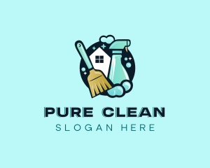 Cleaning Spray Broom logo design