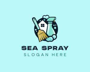 Cleaning Spray Broom logo design