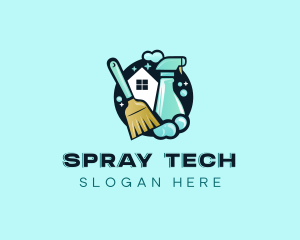 Cleaning Spray Broom logo design