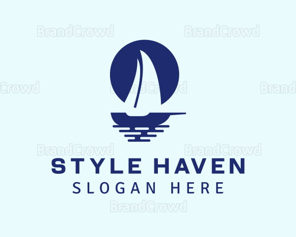 Blue Sailboat Sea Logo