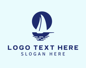 Yacht - Blue Sailboat Sea logo design