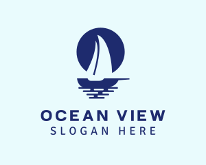 Blue Sailboat Sea logo design