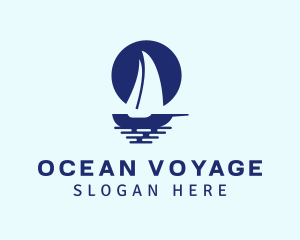 Blue Sailboat Sea logo design