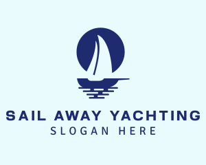 Blue Sailboat Sea logo design