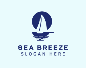 Sailboat - Blue Sailboat Sea logo design