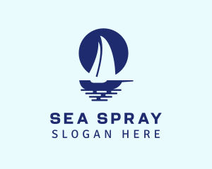 Blue Sailboat Sea logo design