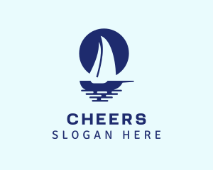 Seafarer - Blue Sailboat Sea logo design