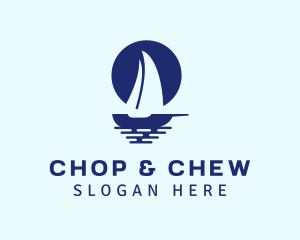 Boating - Blue Sailboat Sea logo design