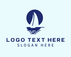 Vessel - Blue Sailboat Sea logo design