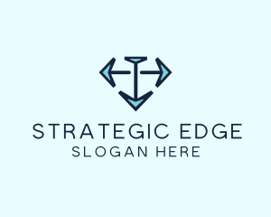 Strategy - Blue Diamond Arrows logo design