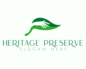 Preservation - Nature Hand Leaf logo design