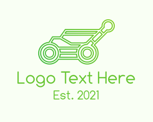 Green - Outline Lawn Mower logo design