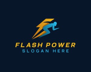 Human Lightning Flash logo design