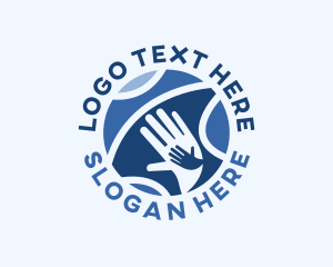 International - Globe Hands Volunteer logo design